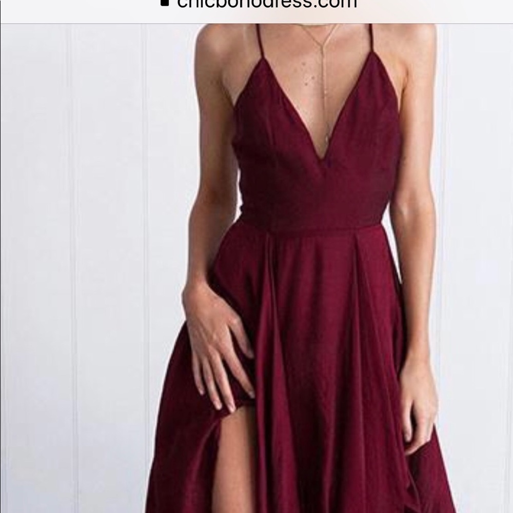 NWOT Maroon sundress asymmetrical bottom x back